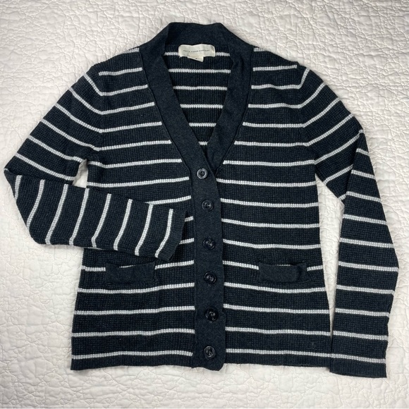 💖5/$25 Paula Cahen D’anvers Cashmere Cotton Blend Cardigan Sweater Striped Sz 1 - Picture 1 of 11